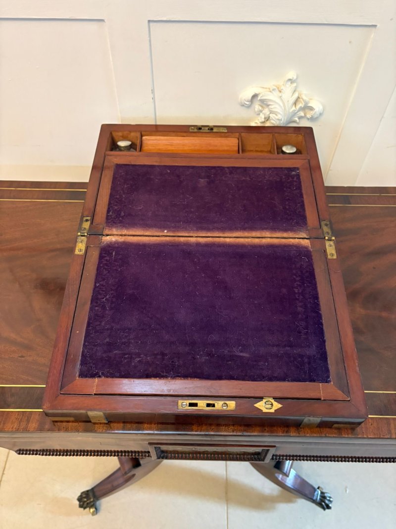 Antique Victorian Mahogany Brass Bound Writing Box - Image 8